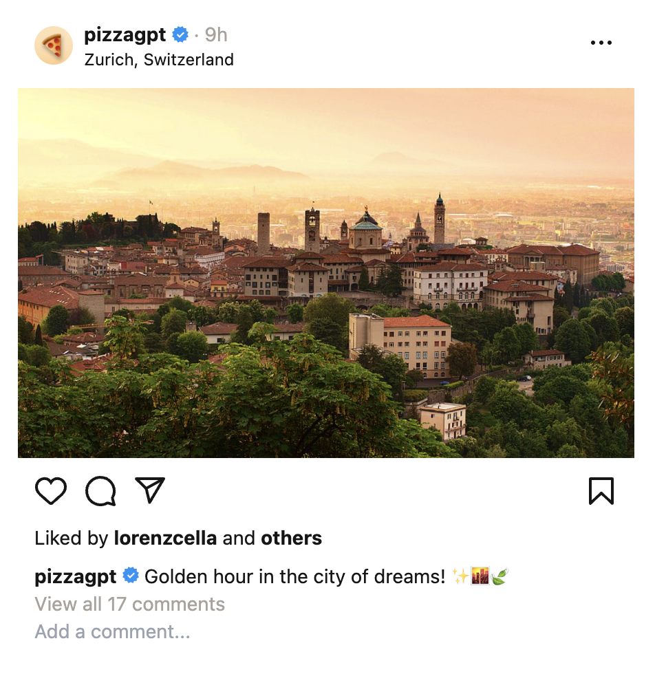 Instagram AI caption by PizzaGPT - Bergamo City