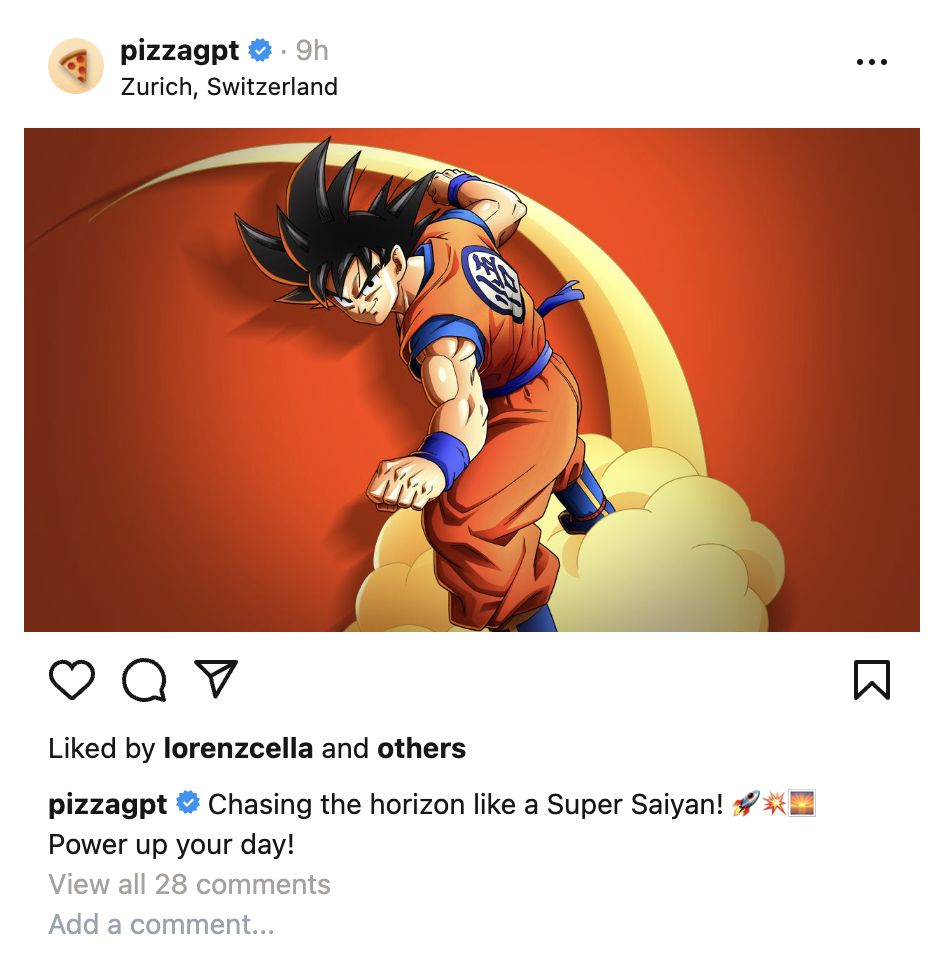 Instagram AI caption by PizzaGPT - DragonBall Super Sayan